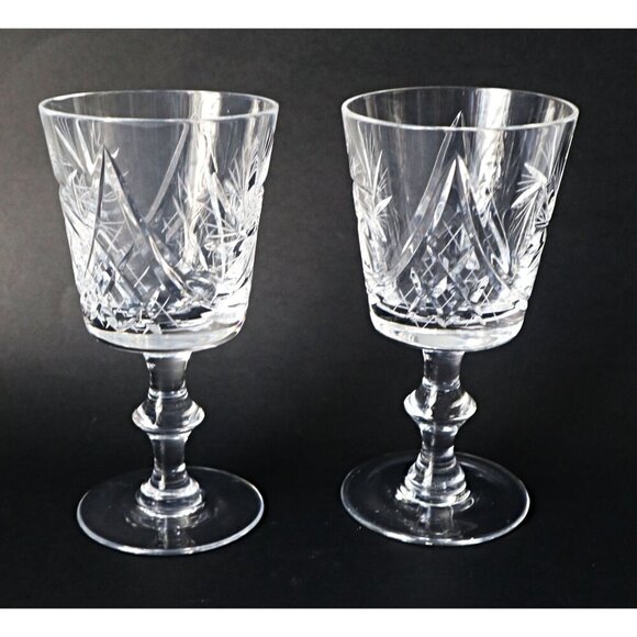 4 Pinwheel Crystal Wine Glasses Stems Goblets Vintage Barware Cocktail Glass - Picture 2 of 4